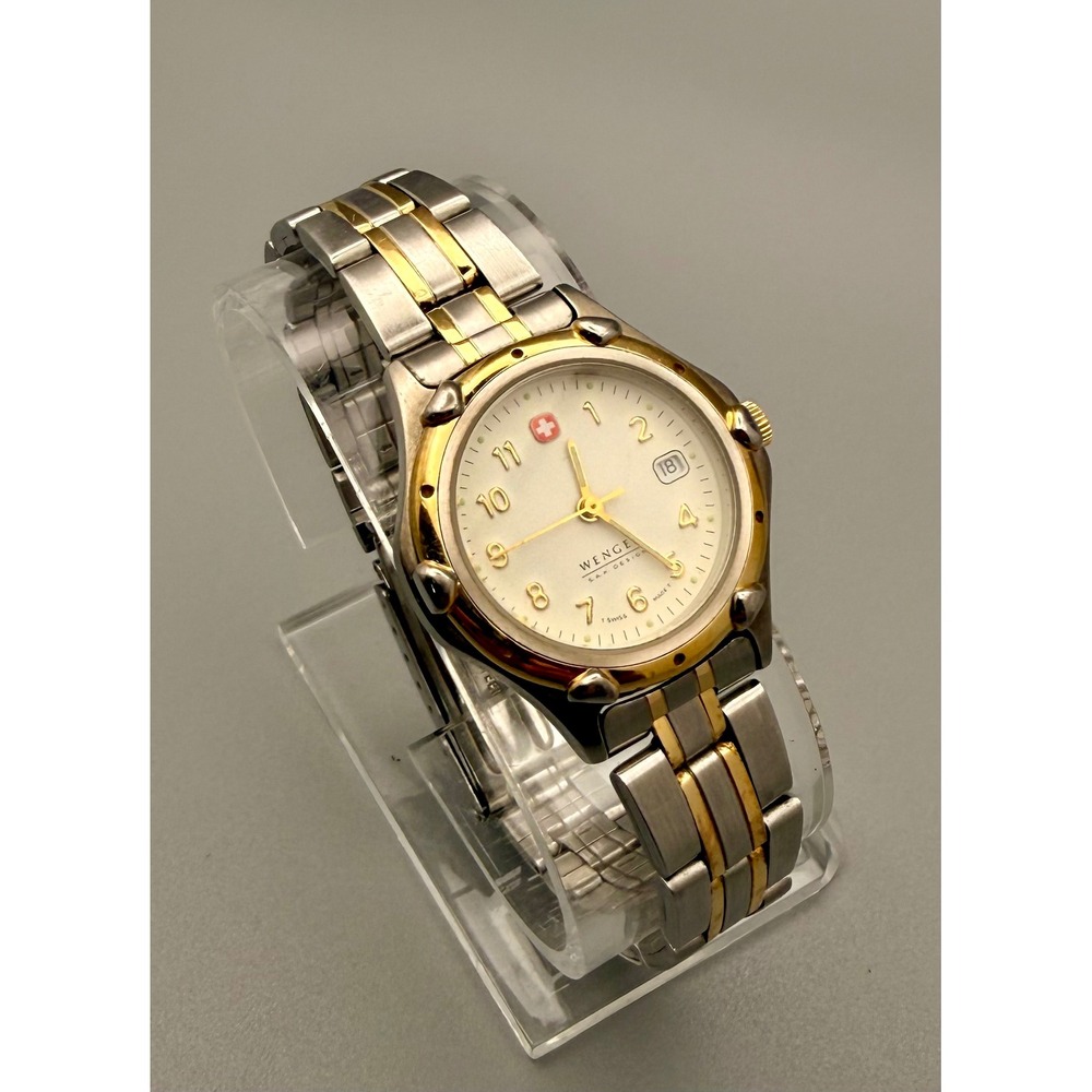 Wenger Swiss Army Watch Two Tone Stainless Steel Date White Dial Quartz